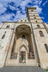 Fototapeta na wymiar Front view of Cathedral of St Michael in Alba Carolina Citadel, Alba Iulia city, Romania
