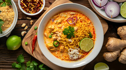 Authentic Preparation and Presentation of Northern Thai Dish-Khao Soi
