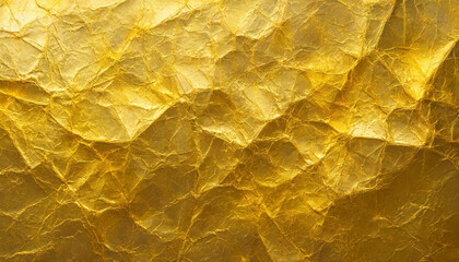 Abstrakcyjne tło z motywem złotego pogniecionego papieru. Generative AI - obrazy, fototapety, plakaty