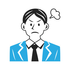 怒る男性社員のイラスト。シンプルなベクターイラスト。
An angry male employee. Simple vector illustration.