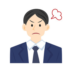 怒る男性社員。フラットなベクターイラスト。
An angry male employee. Flat vector illustration.