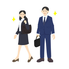 新入社員。フラットなベクターイラスト。
New employees. Flat vector illustration.