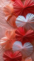 Fototapeta na wymiar Cluster of Pink and Red Paper Hearts