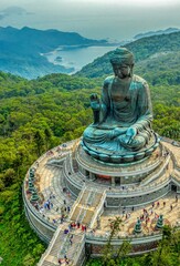 Tian Tan Buddha-Big Buddha Hong Kong aerial view