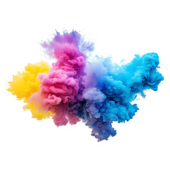 Colorful smoke explosion isolated on transparent background.