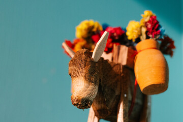 Naklejka premium Artesanía de burro tallado en madera de San Miguel de Allende 