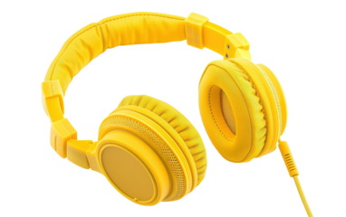 Yellow headphone on transparent or white background