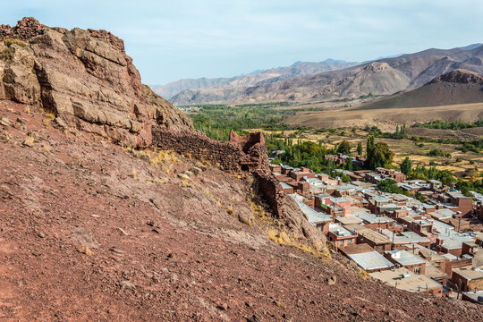 View from hills above Abyaneh historic village in Barzrud Rural District, Iran