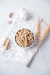 Rye stick chips in a bowl