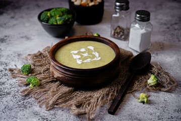 Broccoli potato soup in a bowl