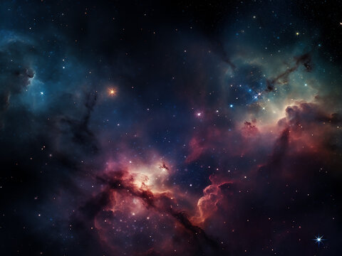 Cosmic nebulae dark, a space wonder. AI Generation.