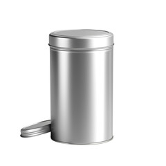 a silver metal tin can on Isolated transparent background png. generated with AI