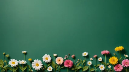 Zelfklevend Fotobehang Spring Blossoms on Emerald Background © Santiago