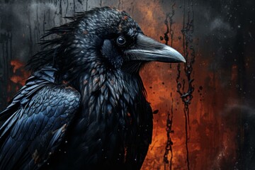 Obraz premium Majestic black raven. Dead horror ghost. Generate Ai