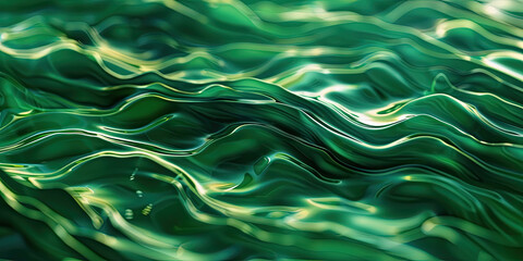 A vibrant green background with dynamic wavy lines.