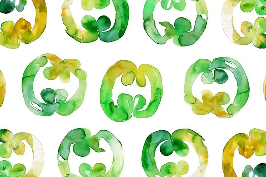 Watercolor horseshoe pattern. Saint Patrick`s Day. For design, print or background.