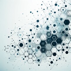 A futuristic hexagonal pattern background with abstract particles and molecular structures, suitable for medical, technology, and science themes. It also implies the idea of social networks