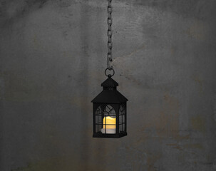 decorative halloween lantern hanging on the wall - 771787115