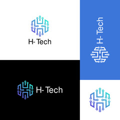 H-tech logo concept 