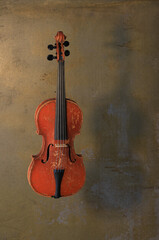 old violin on concrete background - 771789392