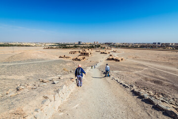 Obraz premium View from Dakhma - Tower of Silence, ancient structure built by Zoroastrians in Yazd, Iran