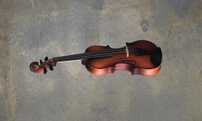 old violin on concrete background - 771791586