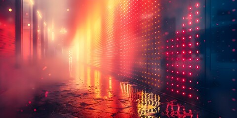 Retro Nightclub Abstract Collage in Minimalist Style with Grunge Halftone Glitch Patterns. Concept Retro Nightclub, Abstract Collage, Minimalist Style, Grunge Halftone, Glitch Patterns - obrazy, fototapety, plakaty