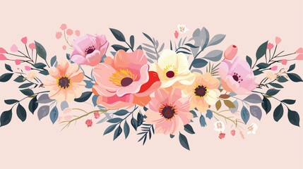 Beautiful feminine and real flower logo flat cartoo