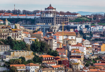 Cityscape of Porto and Vila Nova de Gaia, view from Crystal Palace Gardens, Portugal