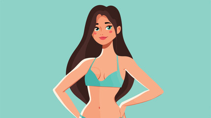 Beautiful woman with swimsuit avatar character flat