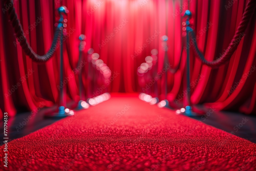 Sticker A red curtain with a red carpet leading to it