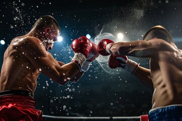 Professional Boxing Match in Action - obrazy, fototapety, plakaty