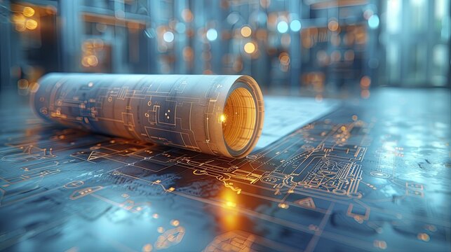 A blueprint unfurls, unveiling financial graphs against a backdrop of strategic planning and architectural profits.