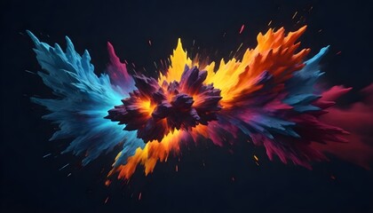 Abstract flames exploding in multicolor ink and color - obrazy, fototapety, plakaty