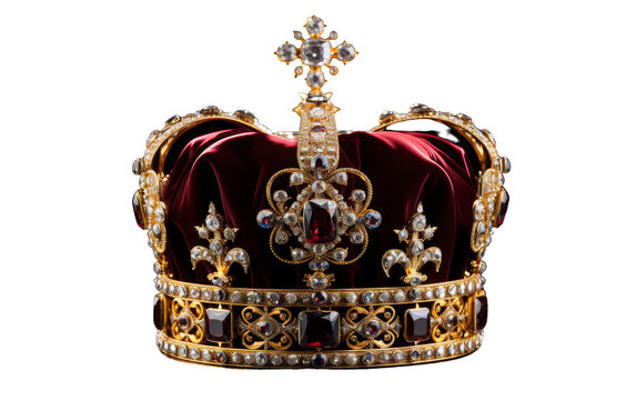 A red crown adorned with a lustrous gold crown on top, symbolizing royalty and power