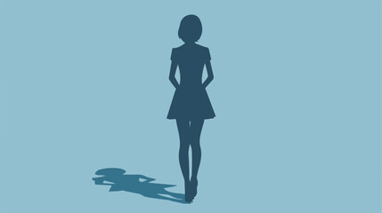 Blue color shading silhouette faceless front view w