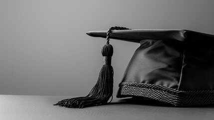 Modern Black and White Graduation Caps Close-Up on White Background