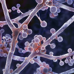 Candida Albicans Fungus Microscopic View in Medical Research