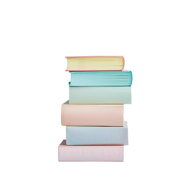 a stack of colorful books on a transparent background