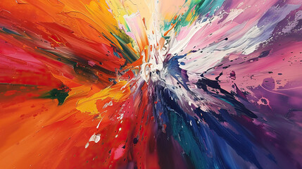 A stunning explosion of paint, featuring a dynamic array of colors, captures the lively essence of abstract expressionism.
