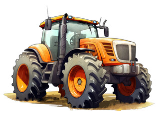 A big modern and new farmer tractor in for farm work and transport.