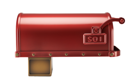 A detailed close-up of a vibrant red mailbox, showcasing its sturdy construction and sleek design