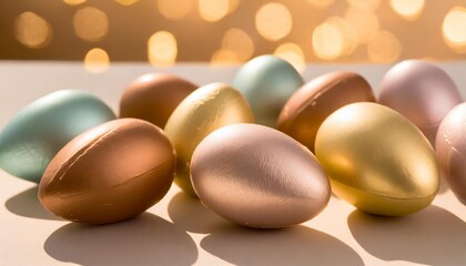 set of isolated chocolate colorful easter eggs