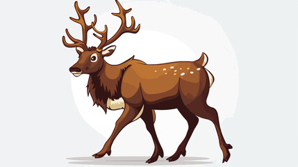 Brown reindeer design over white flat cartoon vacto