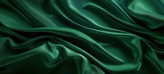 Obraz premium Emerald Silk Fabric Texture with Beautiful Waves. Elegant Background for a Luxury Product