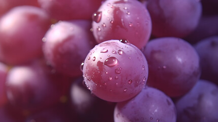  Dew-Kissed Red Grapes, Close-Up