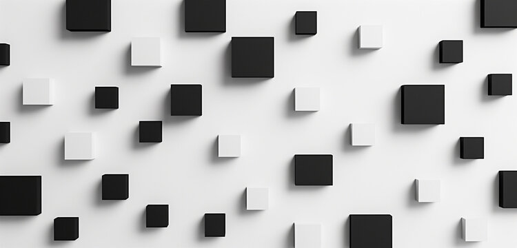 Generate a simple composition using only black squares on a white background