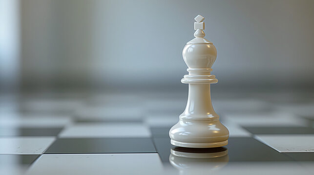 Pieza de ajedrez de color blanco sobre el tablero