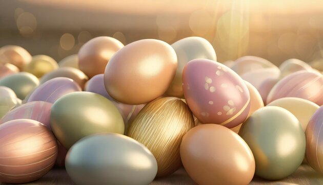 pile of birght and colorful easter eggs 3d render