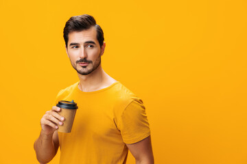 Studio man hot tea coffee cup drink t-shirt paper energy hipster mug